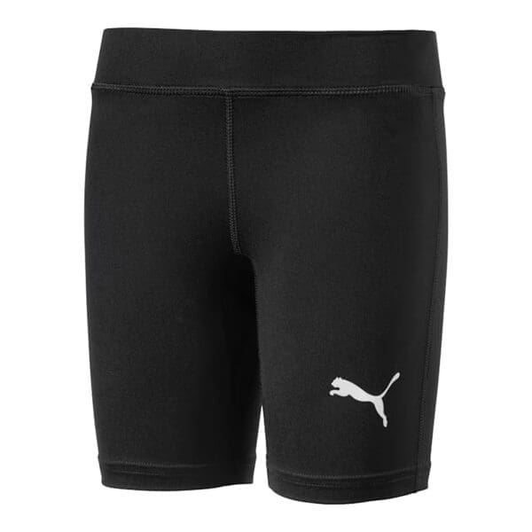 Black Puma training shorts with logo.