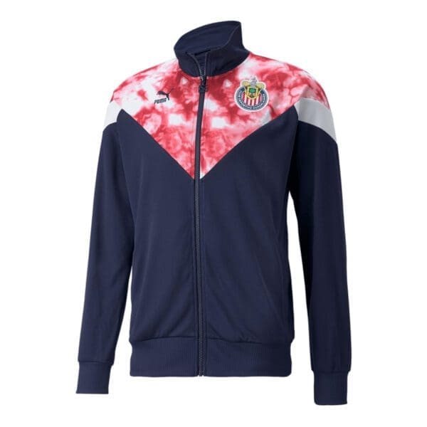 Blue Puma jacket with Guadalajara logo.