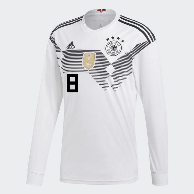 Germany No8 KROOS Home 2018 FIFA World Cup Long Sleeve Thailand Soccer Jersey