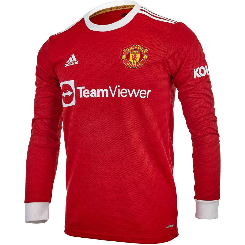 adidas Manchester United Home Long Sleeve Men's Soccer Jersey 21/22 ...
