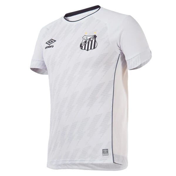 White soccer jersey with team logo.