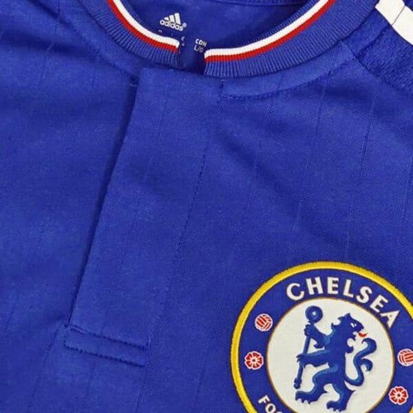 Blue Chelsea soccer jersey with logo.