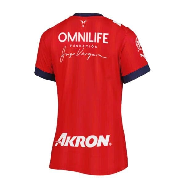 Red soccer jersey with Omilife logo.