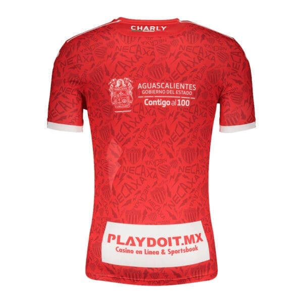 Red soccer jersey with white trim.