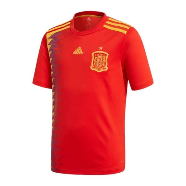 Spain soccer jersey, red and yellow, Adidas.