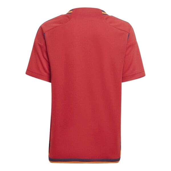 Red youth soccer jersey, back view.