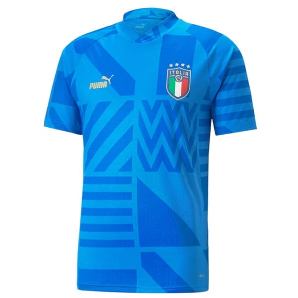 Italy soccer jersey with geometric design.