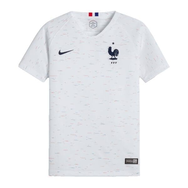 White France soccer jersey with rooster logo.