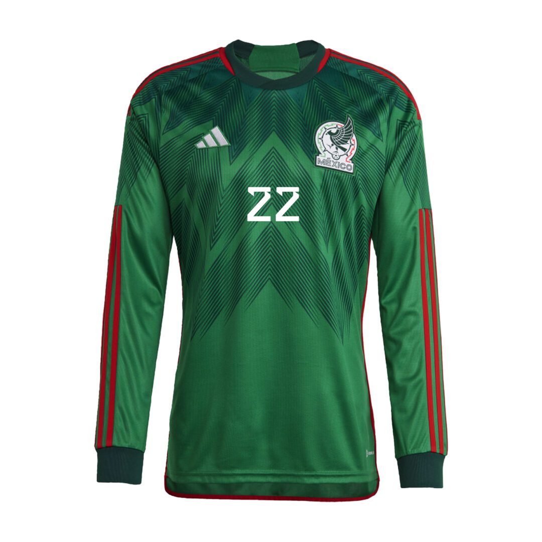 Mexico No22 H.Lozano Home Long Sleeves Soccer Country Jersey