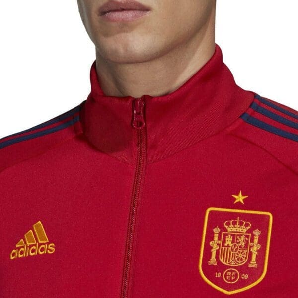 Red Adidas Spain soccer jacket with crest.