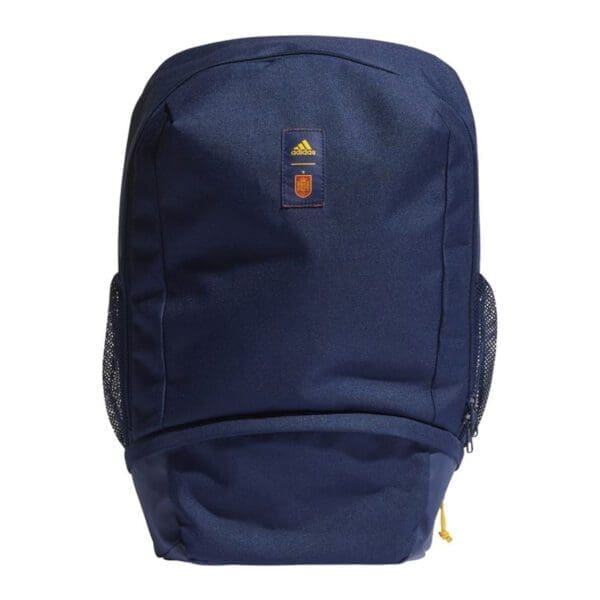 Blue Adidas backpack with yellow zipper