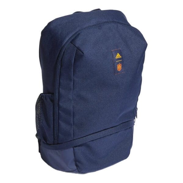 Blue Adidas backpack with a logo.