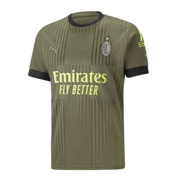 Inter Milan green soccer jersey with Emirates logo.