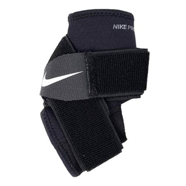 Black Nike ankle support with white logo.