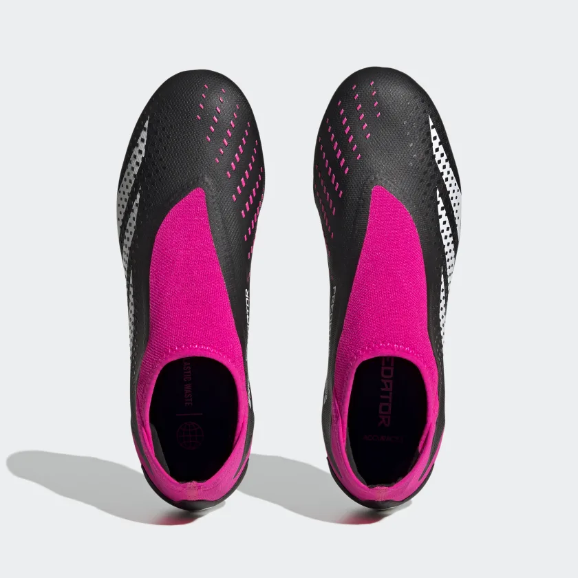 adidas Predator Accuracy.3 Laceless Firm Ground - Core Black / Cloud White  / Team Shock Pink 2 - Soccer Shop USA