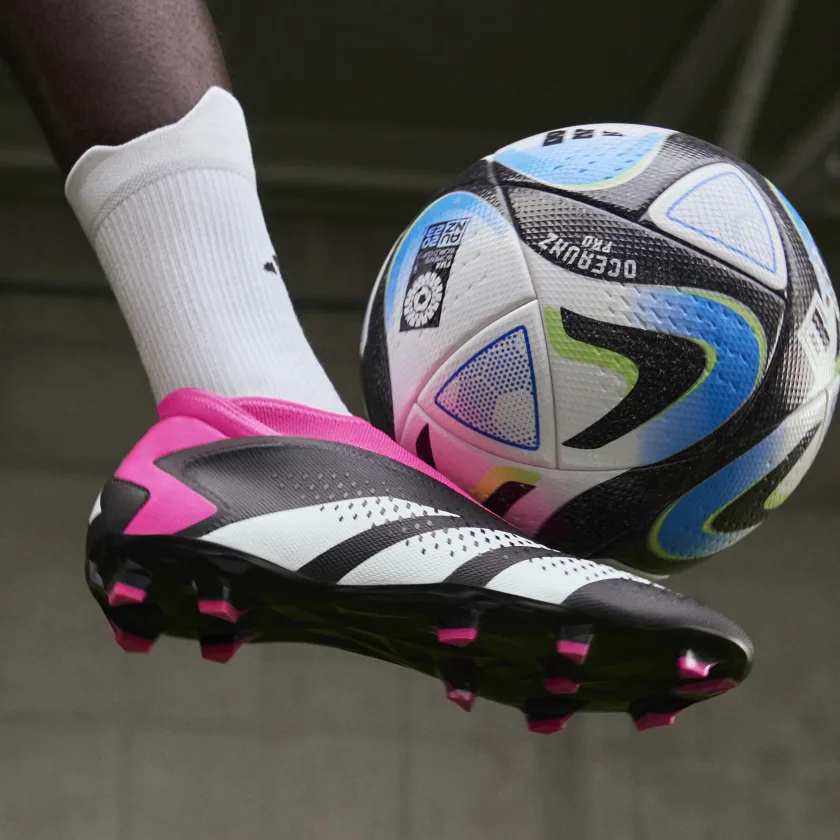 White Pink Soccer Shock - Predator adidas Firm Accuracy.3 Laceless Ground / 2 - USA / Core Cloud Shop Team Black