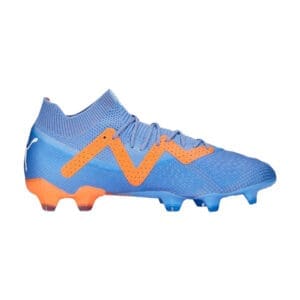 Blue and orange soccer cleats.