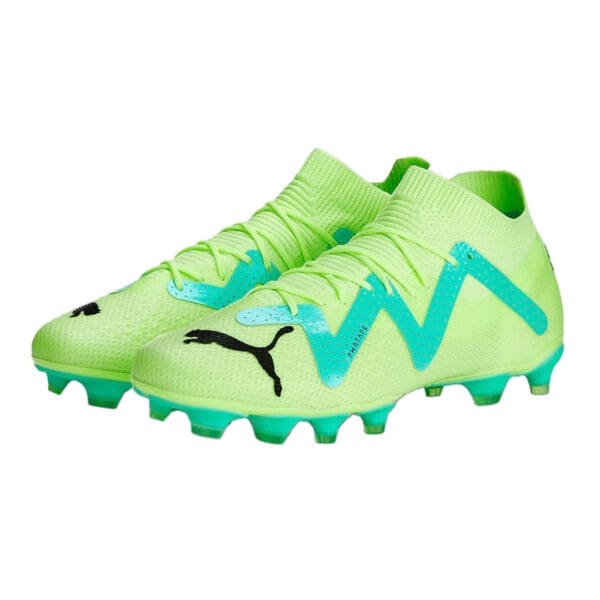 Green and black Puma soccer cleats.