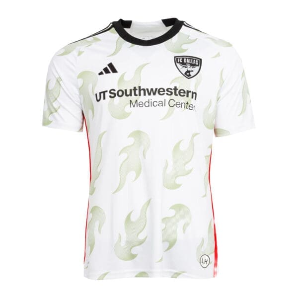 FC Dallas soccer jersey with flame pattern.