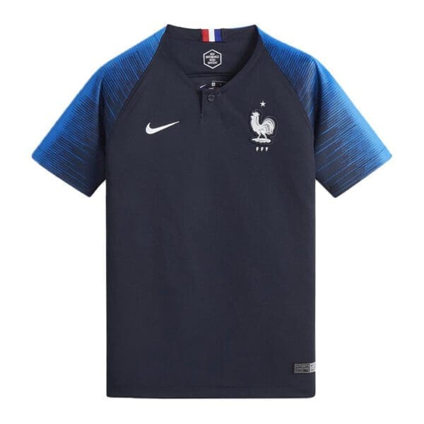 France soccer jersey with rooster logo.