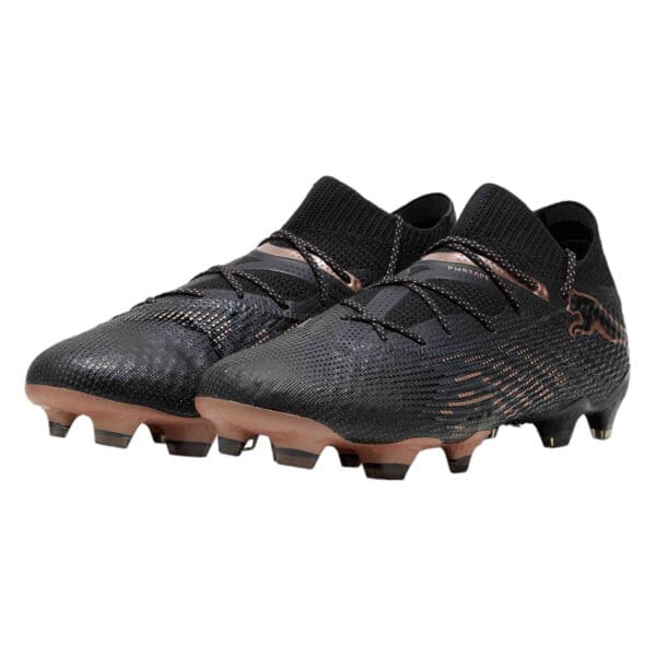 Black and copper Puma football cleats.