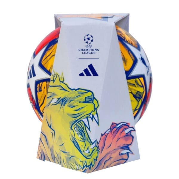 UEFA Champions League soccer ball in box.