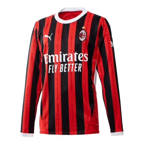 AC Milan long sleeve jersey with Emirates logo.