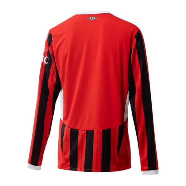 Red and black striped soccer jersey