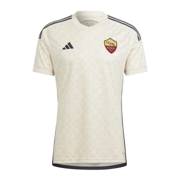 AS Roma soccer jersey, white with floral pattern.