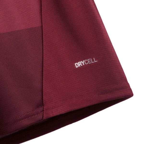 Close up of a burgundy DryCELL shirt.