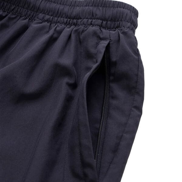 Black athletic pants with zippered pocket.