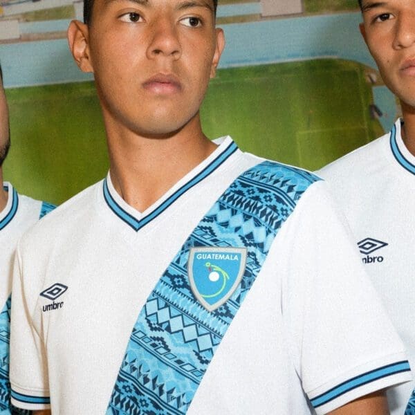 Guatemala soccer jersey with blue pattern