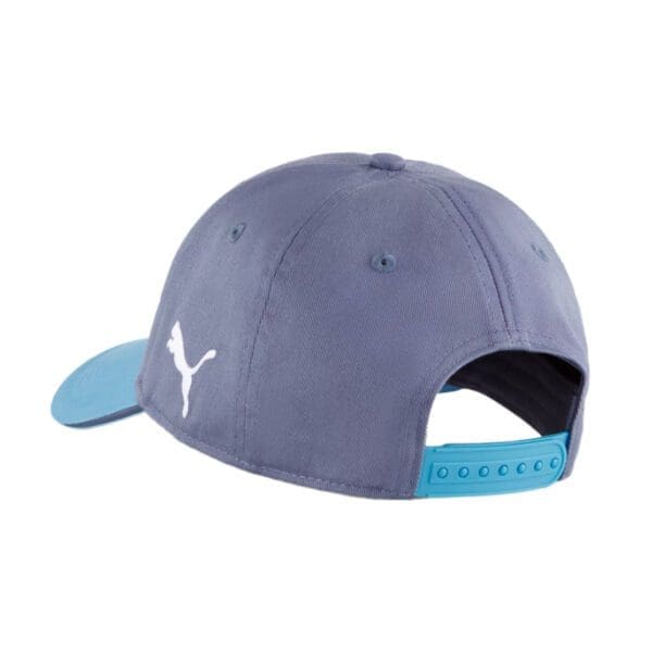 Gray Puma cap with blue visor.