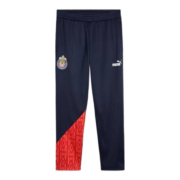 Blue and red Puma soccer pants.