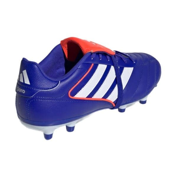 Blue and white Adidas soccer cleats.