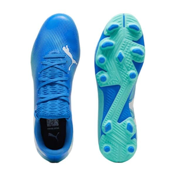 Blue and green Puma soccer cleats.