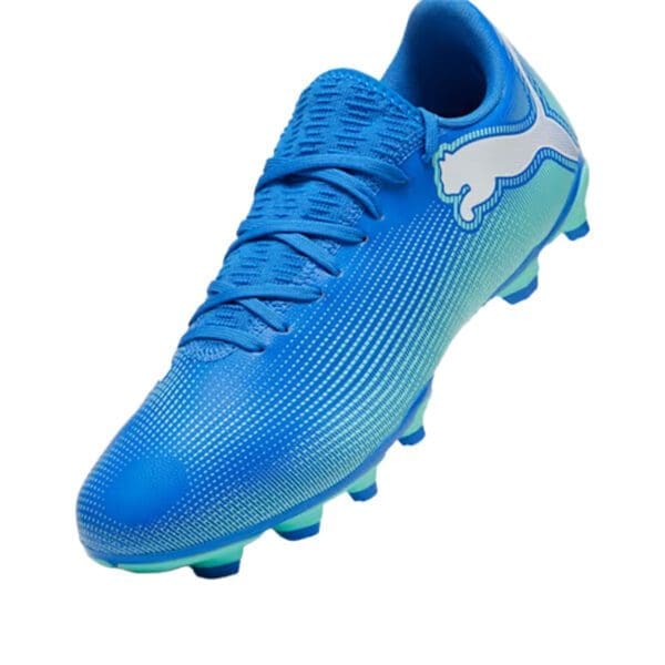 Blue and green Puma soccer cleats.