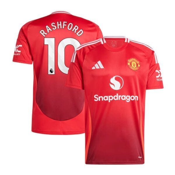 Manchester United red jersey with Rashford 10.