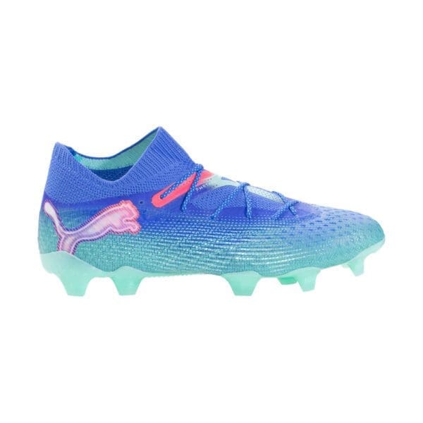 Blue and green Puma soccer cleat.