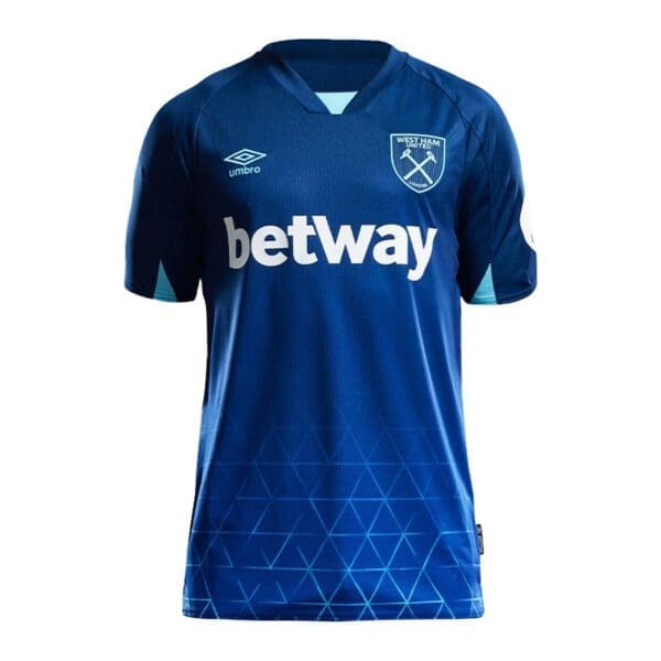 West Ham United soccer jersey, blue and white.