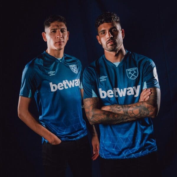 West Ham United football team in blue jerseys.