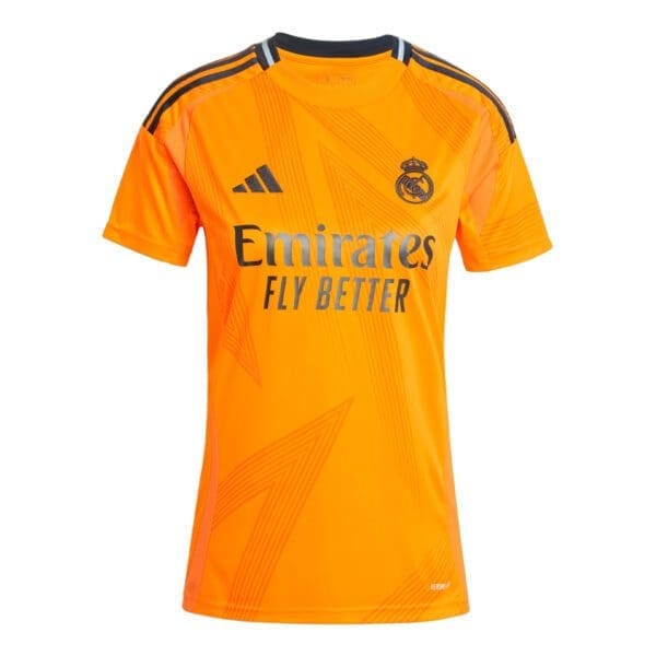 Orange Real Madrid Adidas soccer jersey.