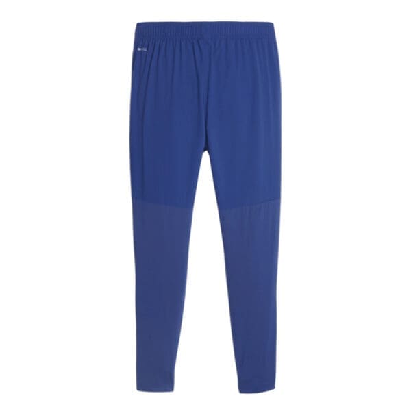 Blue athletic pants with white logo.