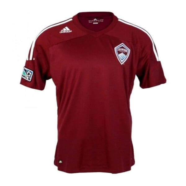 Red adidas Colorado Rapids soccer jersey.