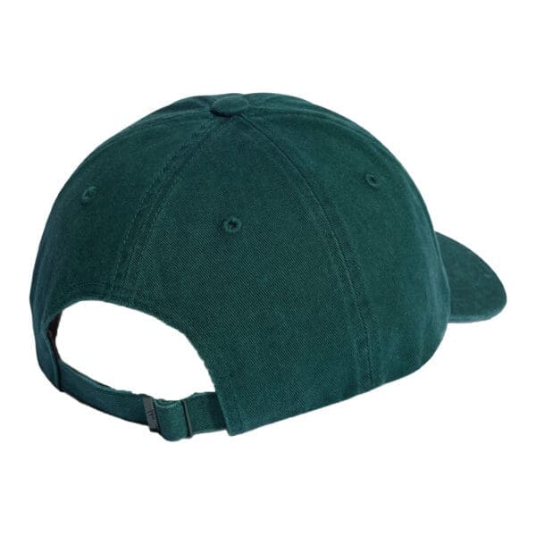 Dark green baseball cap with a strap.