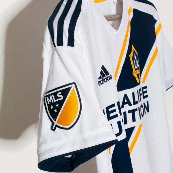 LA Galaxy soccer jersey with Adidas logo.