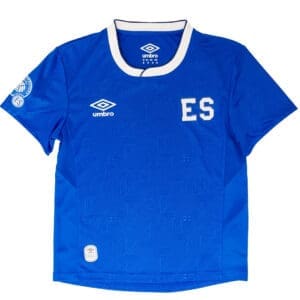 Blue soccer jersey with "ES" logo.