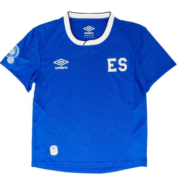 Blue soccer jersey with "ES" logo.