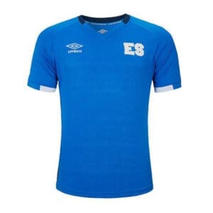 Blue soccer jersey with umbro logo and ES.