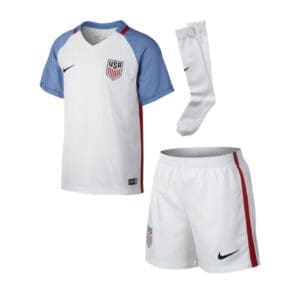 USA soccer jersey, shorts, and socks.